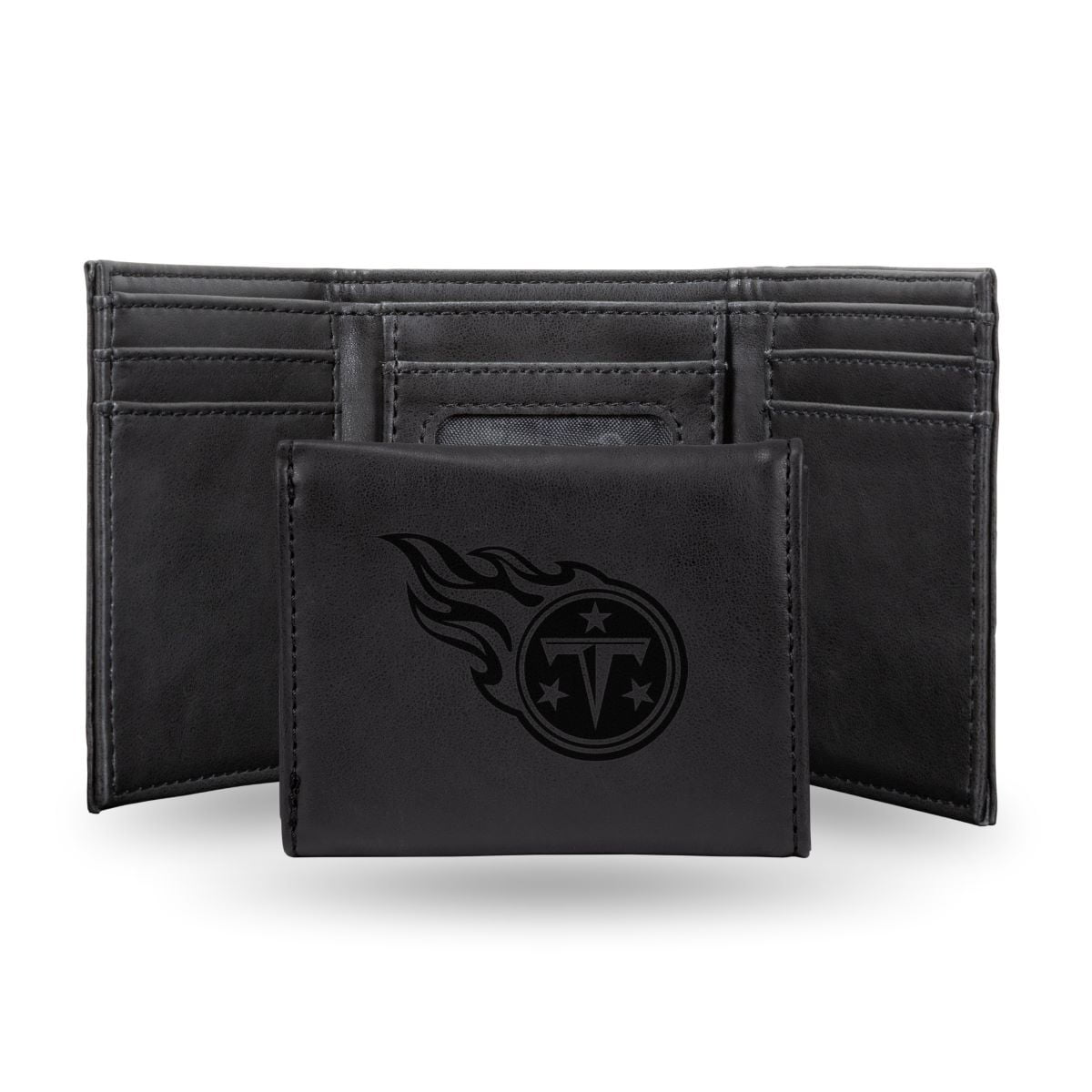 Football Rico Industries Tennessee  Black Laser Engraved Trifold Laser Engraved Tri-Fold Wallet - Men's Accessory