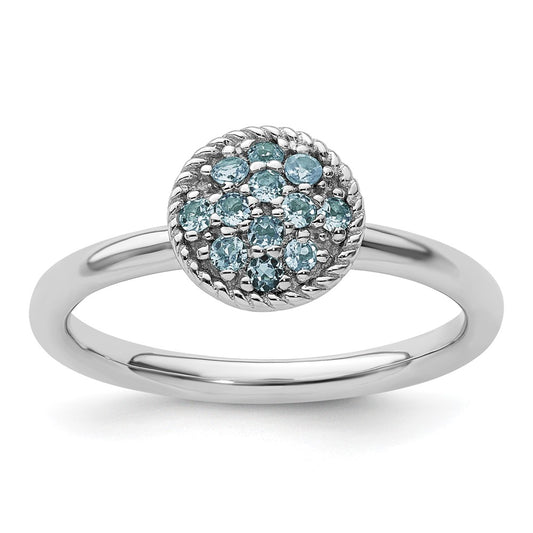 Sterling Silver Stackable Expressions Blue Topaz Rhodium Ring Size -8