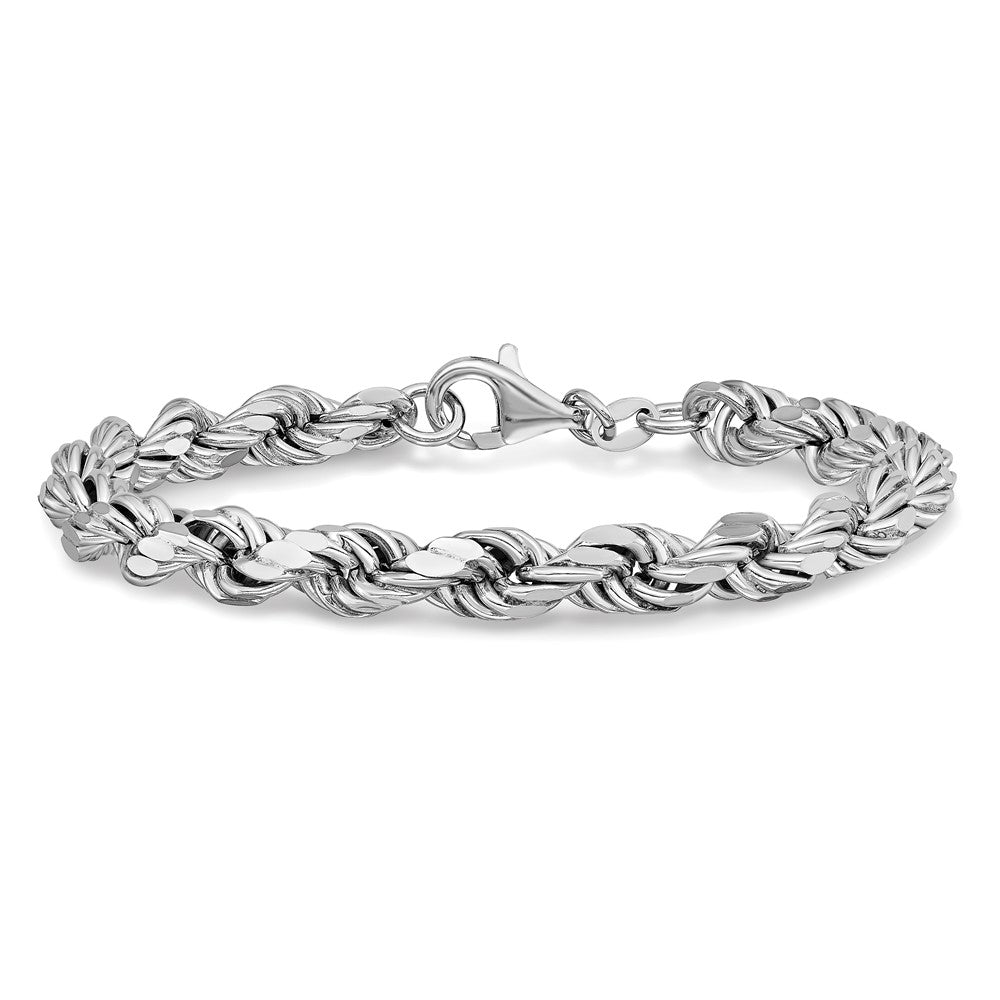 Sterling Silver Rhodium-plated Polished Fancy Rope Bracelet 7.5  inches