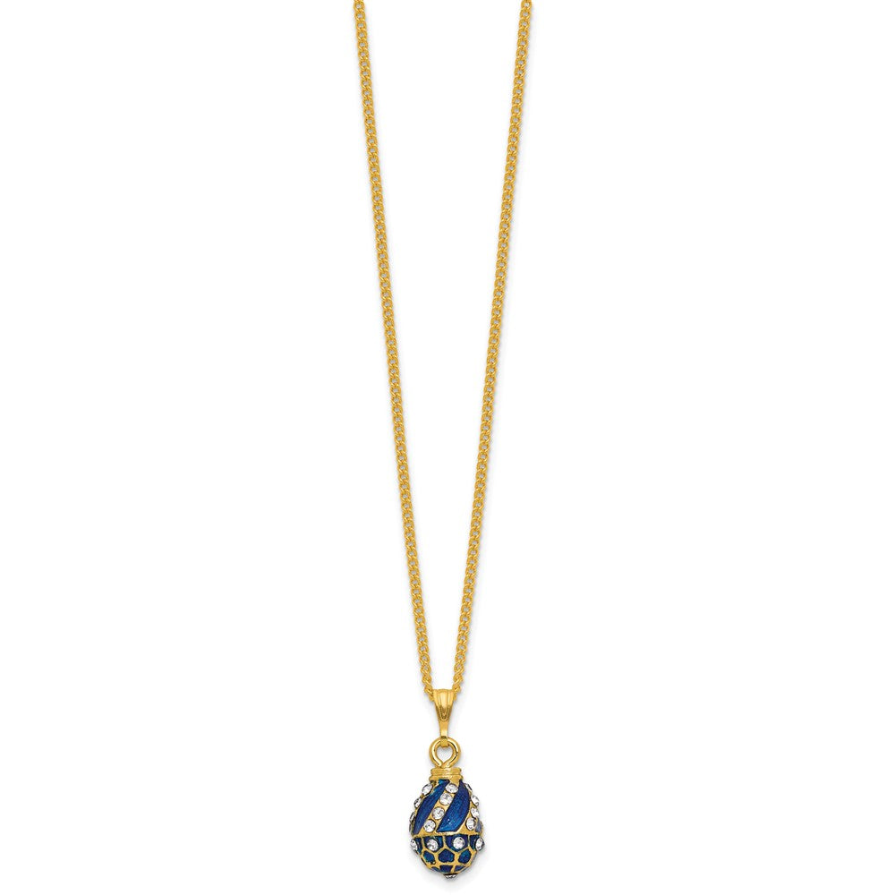 Luxury Giftware by Jere Bejeweled SOMETHING BLUE Egg Trinket Box with Ring Insert and Matching 18 inch Necklace