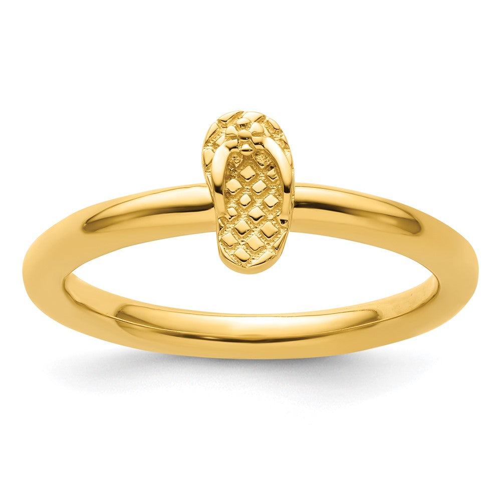 Sterling Silver Stackable Expressions Yellow-plated Flip Flop Ring