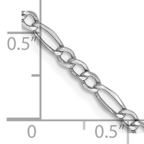 14K White Gold 10 inch 2.5mm Semi-Solid Figaro with Lobster Clasp Chain