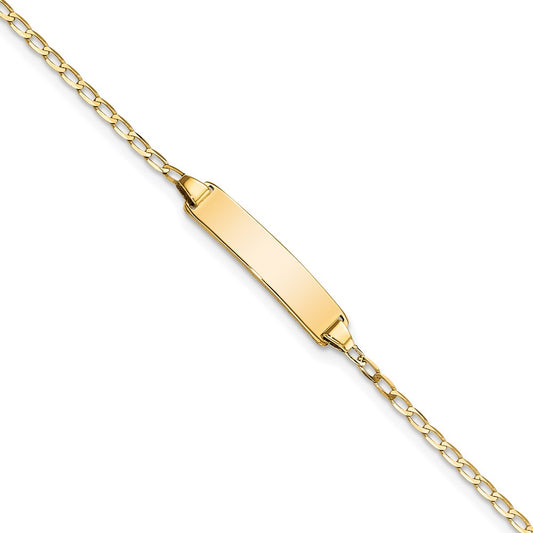 14k Flat Curb Link ID Bracelet 7  inches