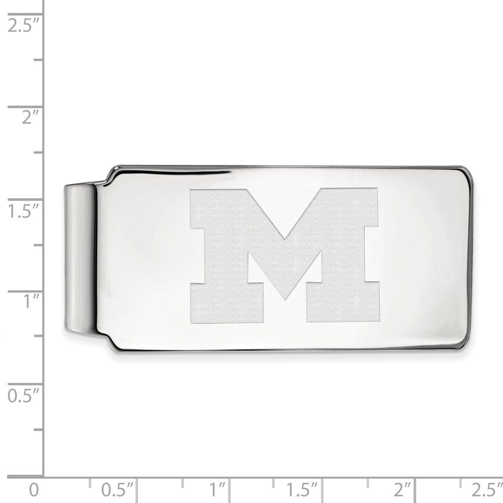 Sterling Silver Rhodium-plated LogoArt University of Michigan Letter M Money Clip Q-SS024UM