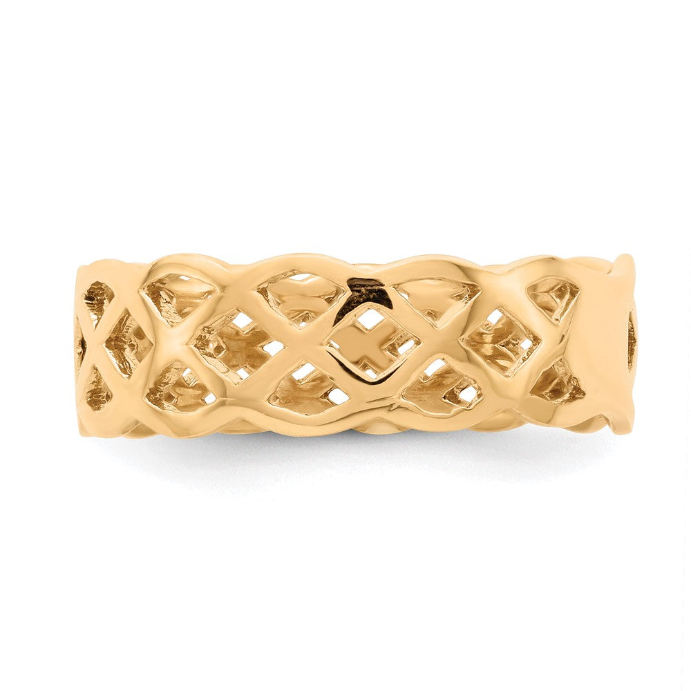 14K Polished Weave Ring Size 7