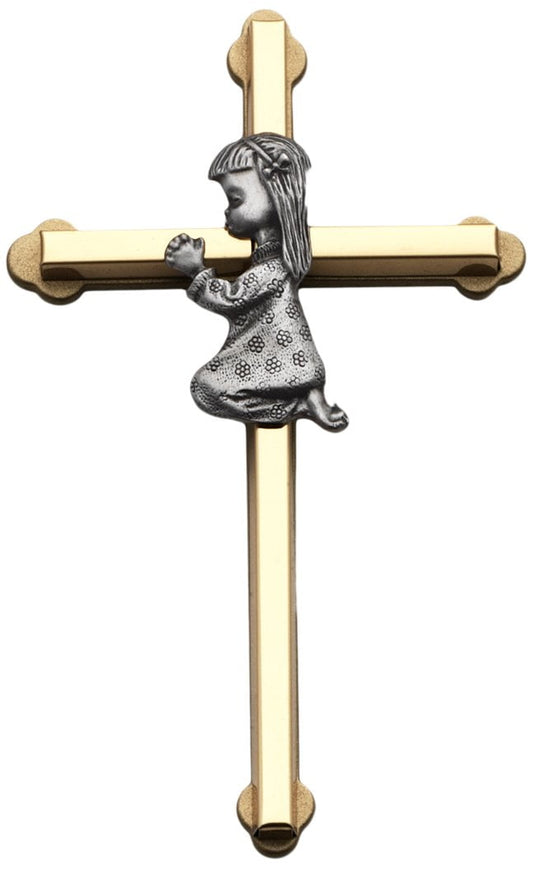 Cathedral Art NC100GTT Praying Baby Girl Wall Cross, 6-Inch High