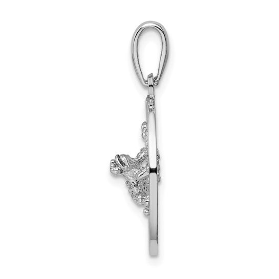Sterling Silver Textured Turks and Caicos w/Frog Pendant