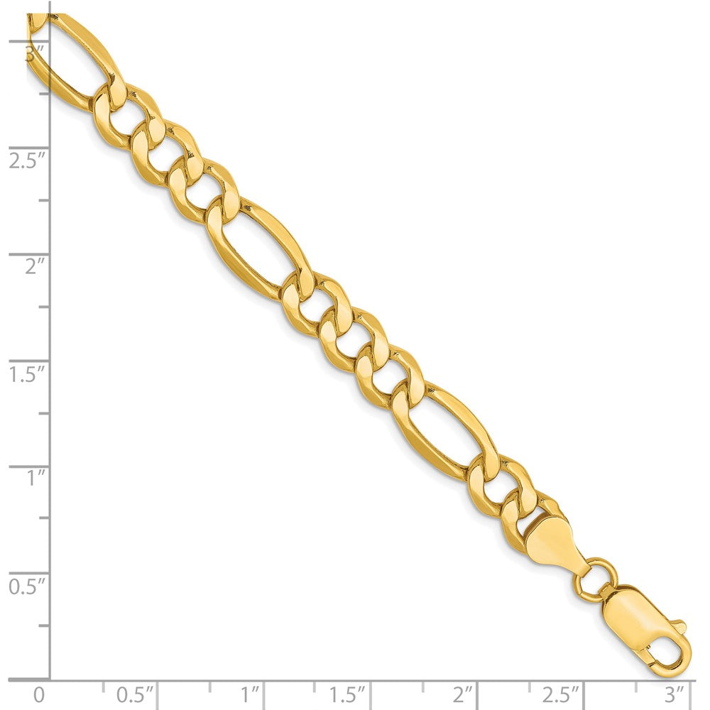 10K 7.3mm Semi-Solid Figaro Chain 8  inches