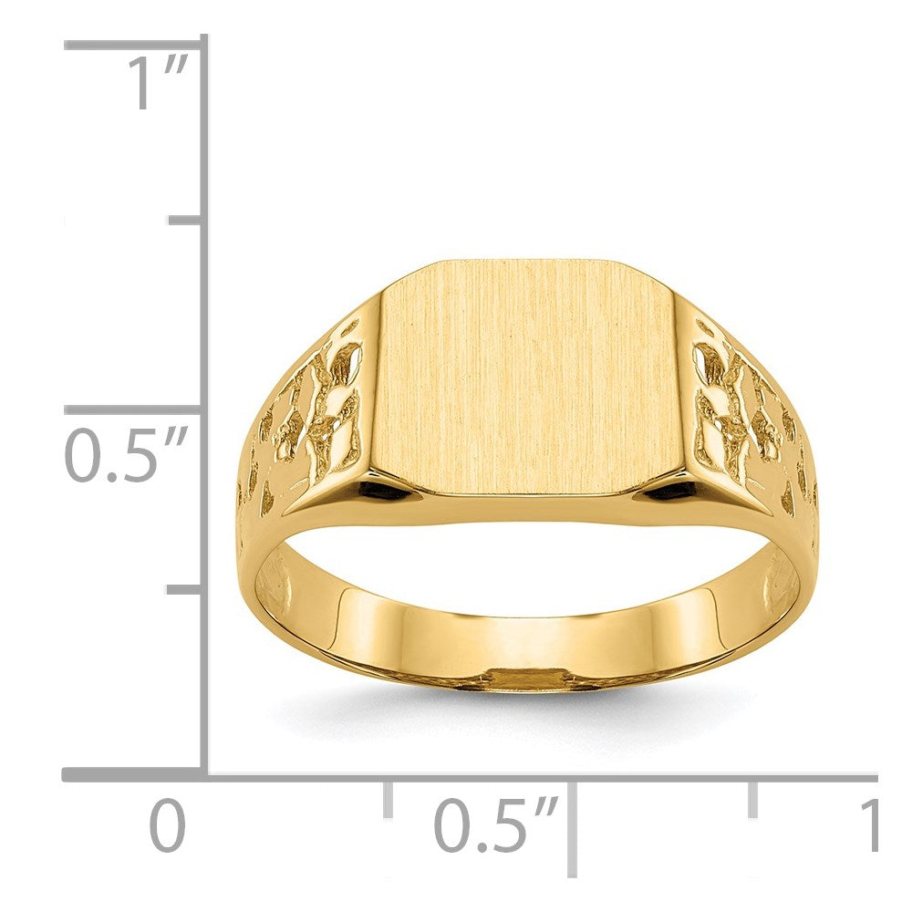 14k 9.0x10.5mm Open Back Men's Signet Ring Size 9