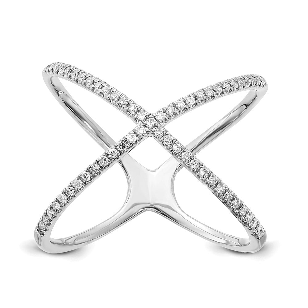 10k Polished Diamond X Ring