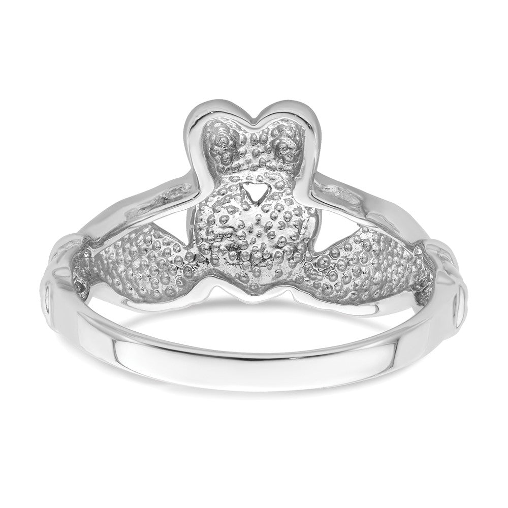 14k White Gold Men's Claddagh Ring Size 9