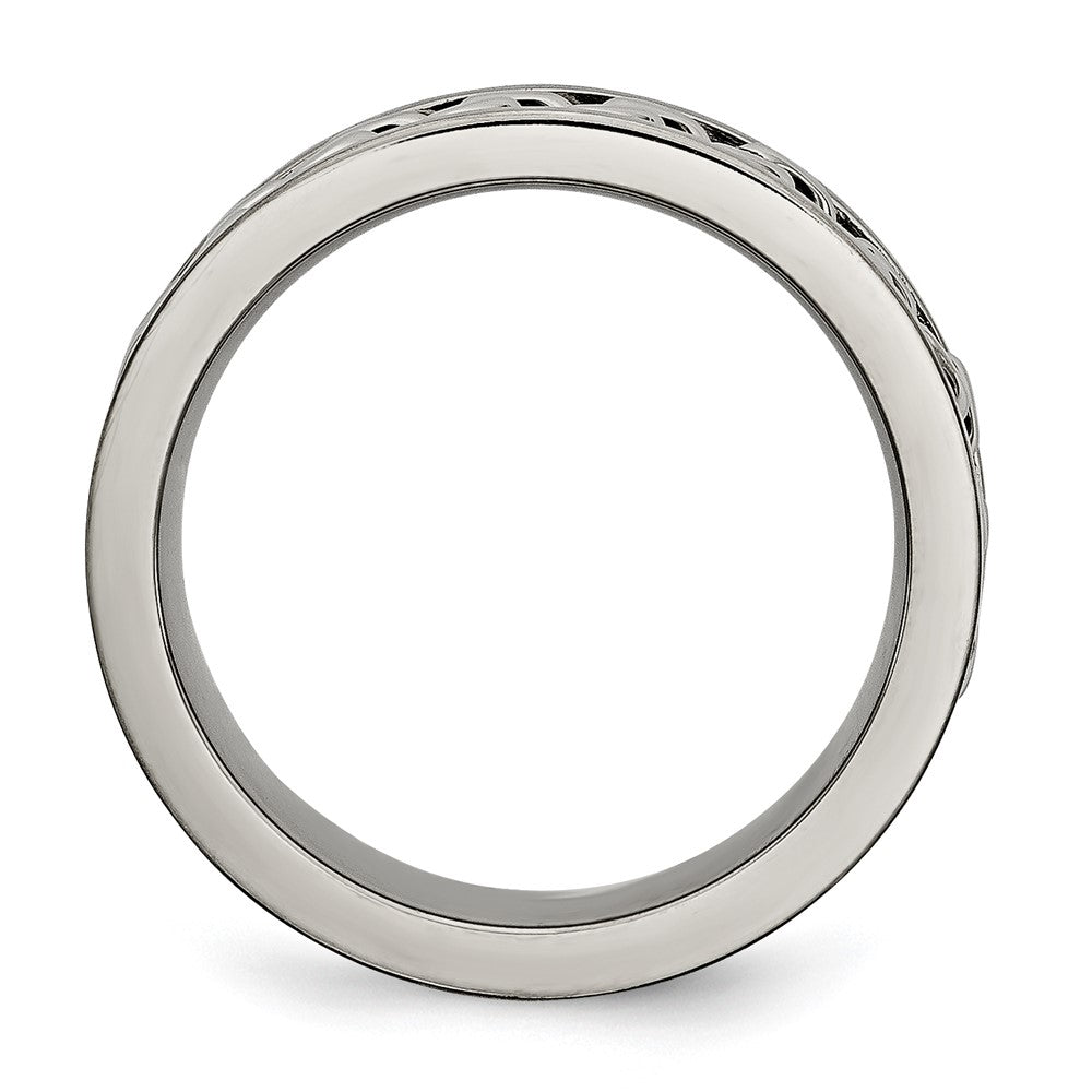 Titanium Brushed 7mm Chain Inlay Band Size - 12