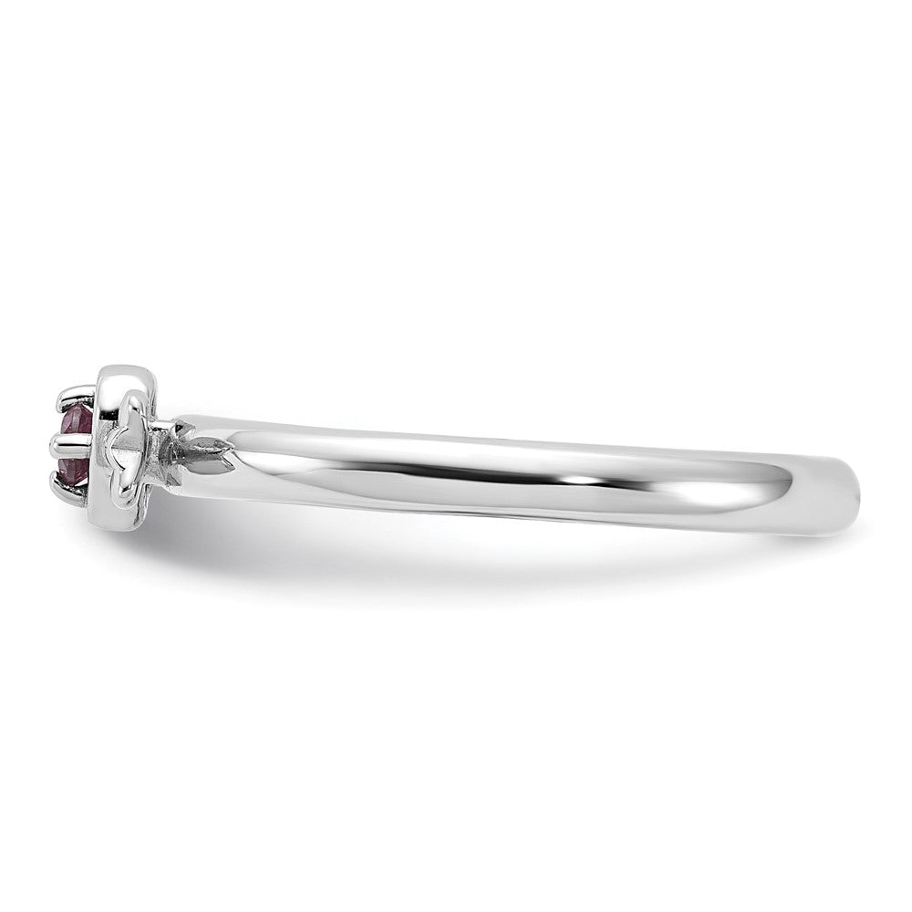 Sterling Silver Stackable Expressions Rhodium-plated Rhodolite Heart with Arrow Ring Size -6