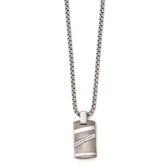 Edward Mirell Titanium .18ctw Diamond w/Sterling Silver Bezel Pendant Neck