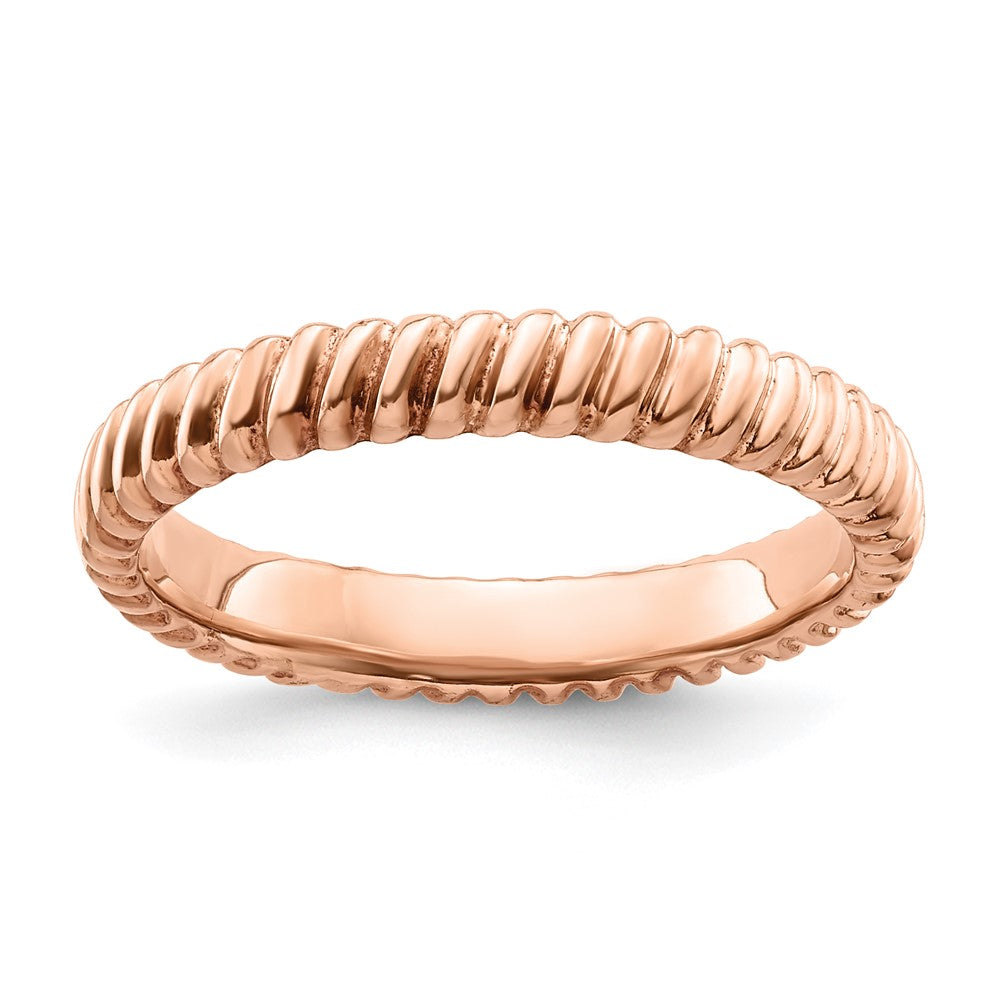 Sterling Silver Stackable Expressions Pink-plated Ring Size -9