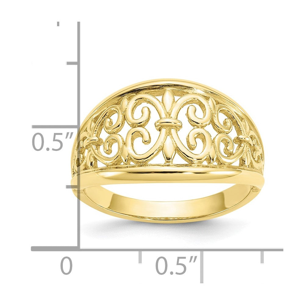 10K Fleur-De-Lis Tapered Ring