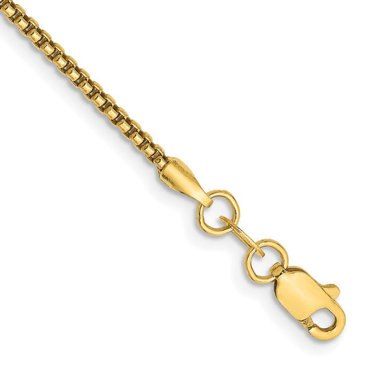 14K 7 inch 1.5mm Semi-Solid Round Box with Lobster Clasp Bracelet 7  inches