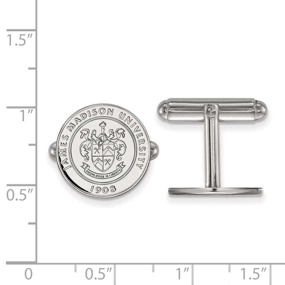 Sterling Silver Rhodium-plated LogoArt James Madison University Crest Cuff Links QSS017JMU