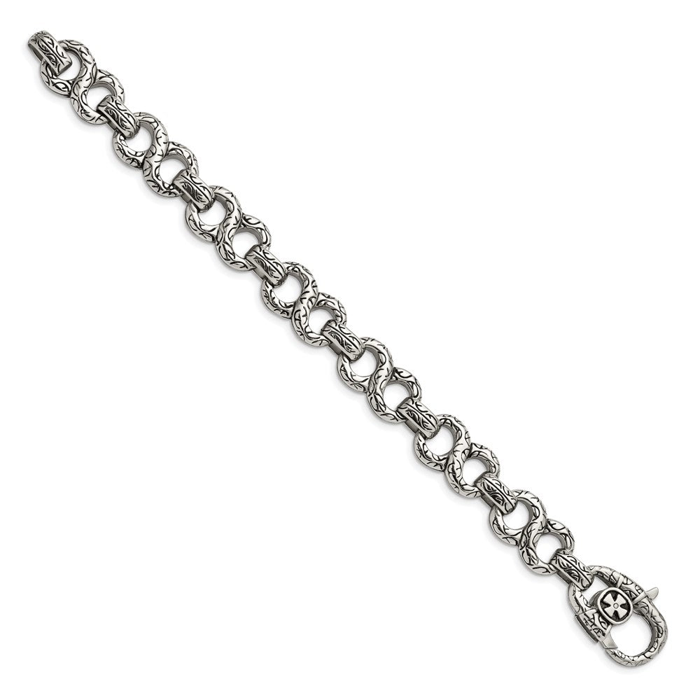 Stainless Steel Antiqued and Polished 8.5in Infinity Symbol Bracelet 8.5 inches