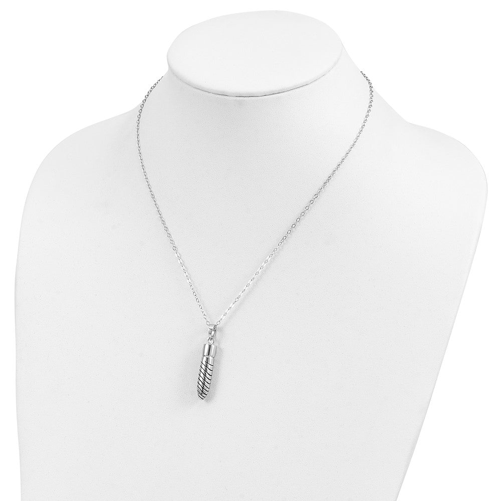 Sentimental Expressions Sterling Silver Rhodium-plated Antiqued Lined Bullet Ash Holder 18 Inch Necklace 18 Inches