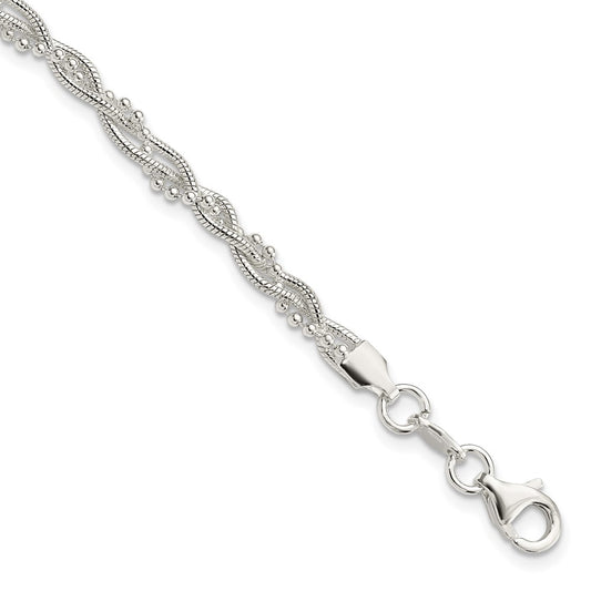 Sterling Silver Fancy Braided Bracelet 7.5 inches