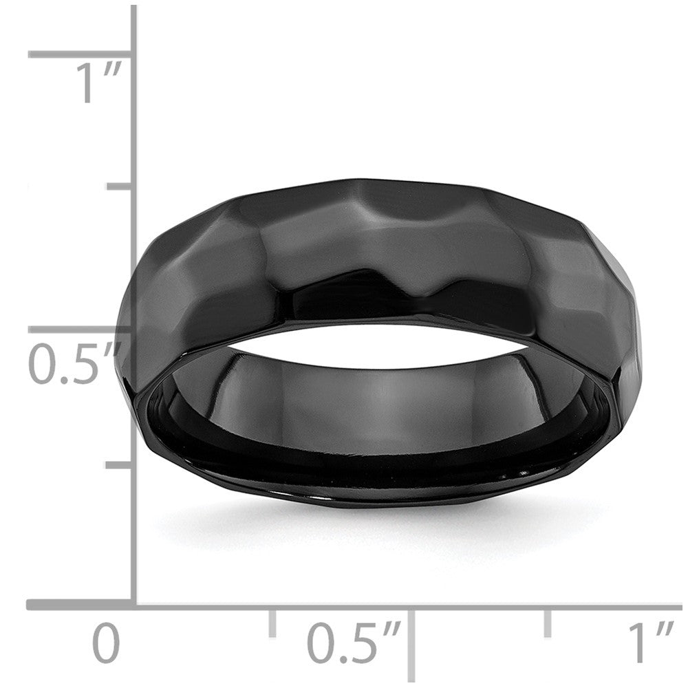 Black Zirconium Polished and Hammered 7mm Band Size - 11.5
