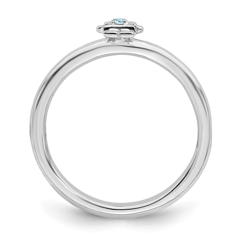 Sterling Silver Stackable Expressions Rhodium Aquamarine Girl Ring