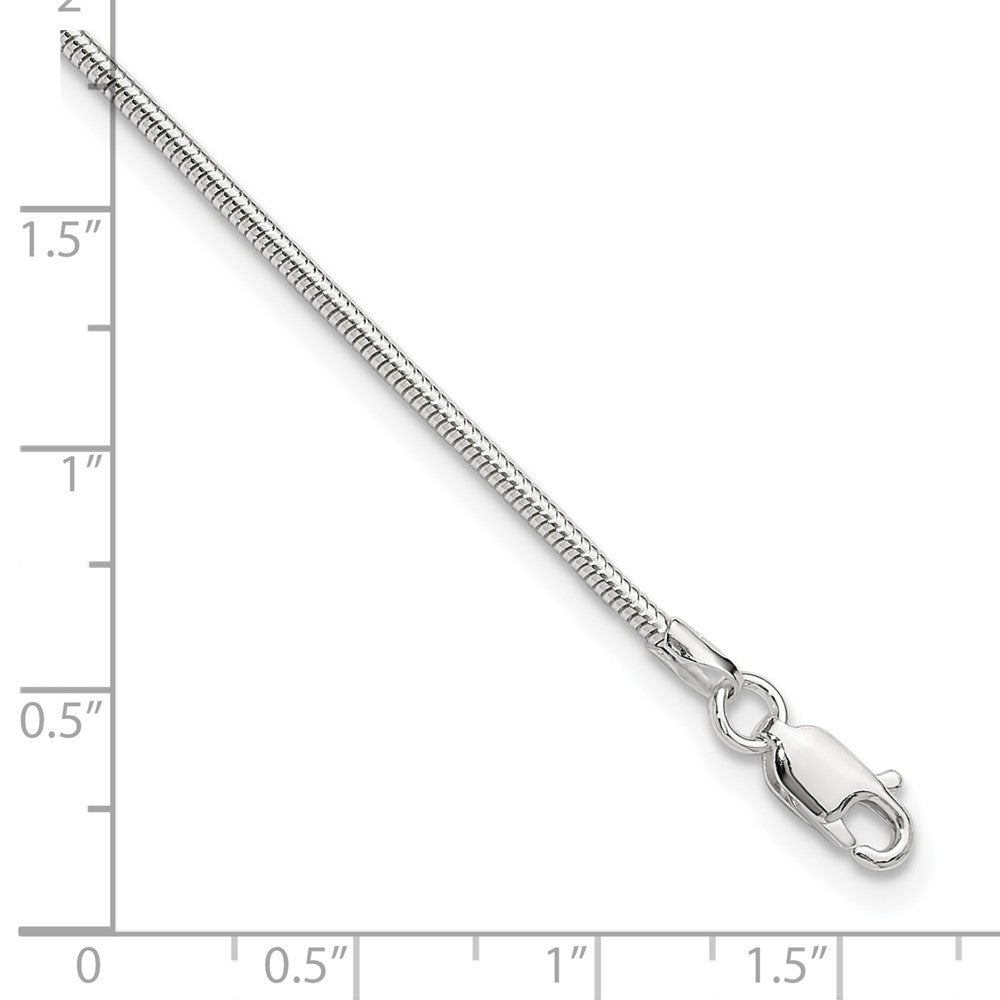 Sterling Silver 1.5mm Round Snake Chain 9in Plus 1in ext. Anklet 9 inches