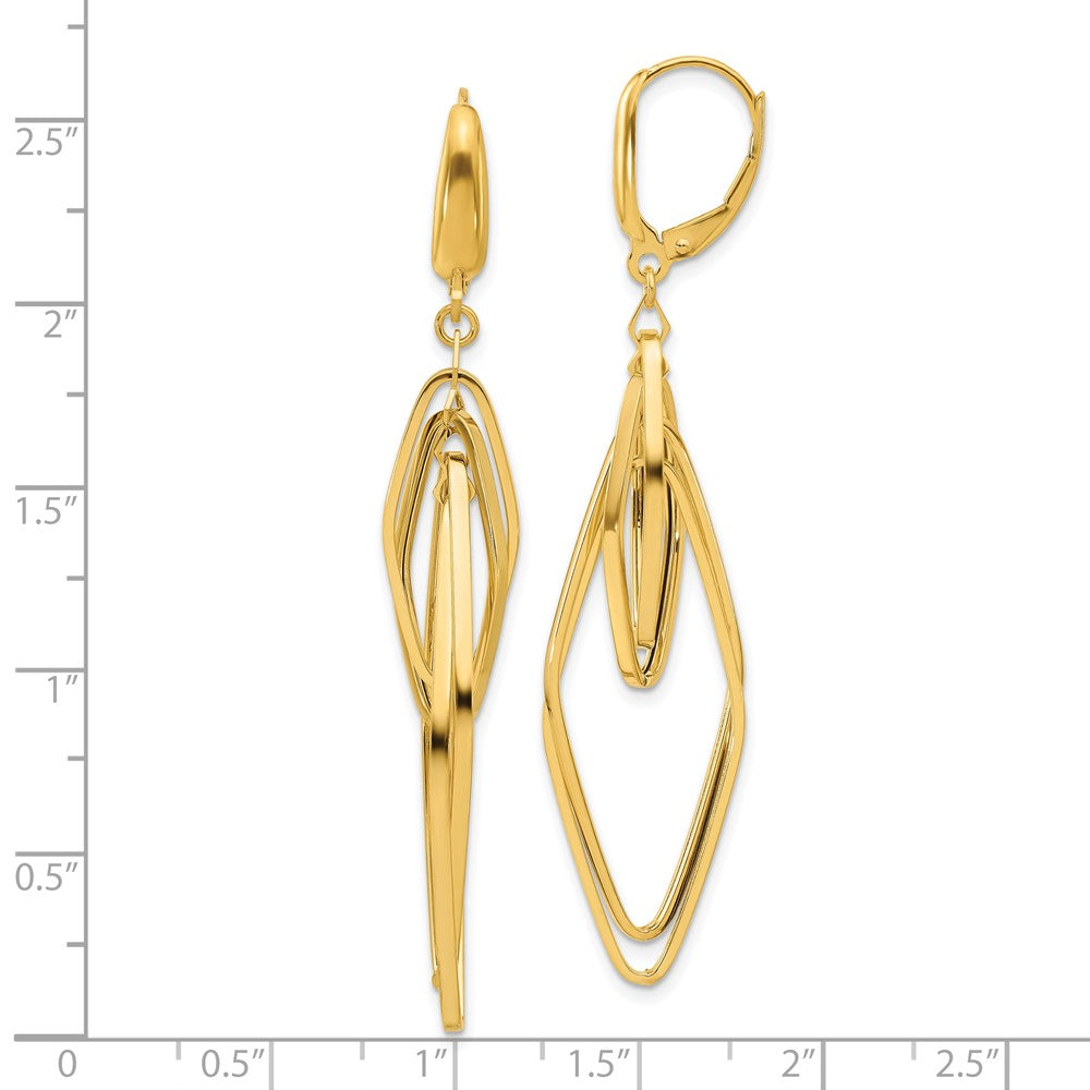 14K Polished Diamond Shaped Dangle Earrings