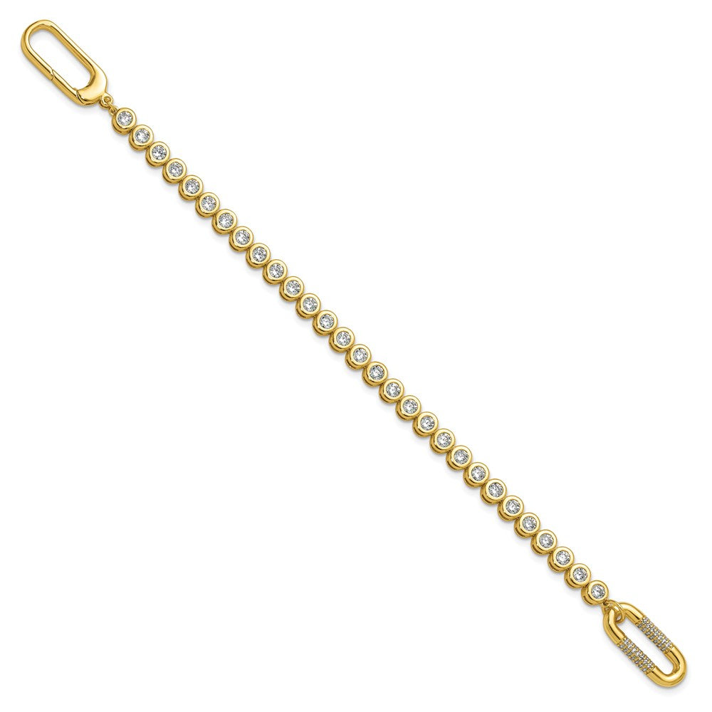 Sterling Shimmer Sterling Silver Gold-tone Flash Gold-plated CZ 113 Stone 7 inch Bracelet 7 inches