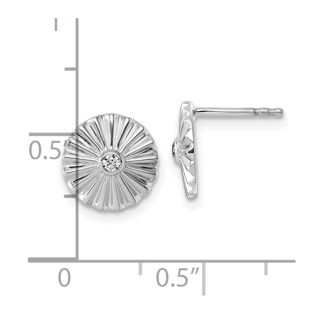 White Ice Sterling Silver Rhodium-plated Fanned Circle with Diamond Post Earrings