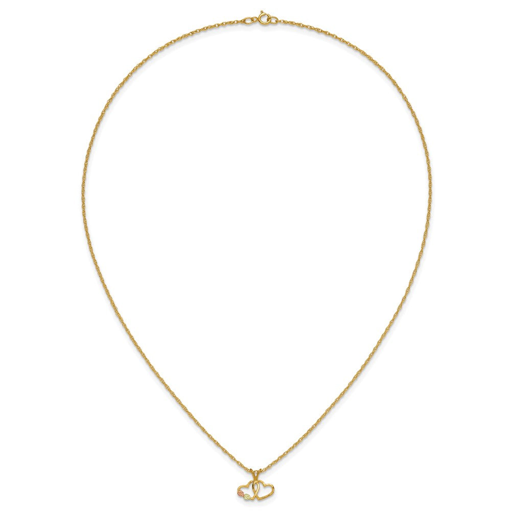 10k Tri-Color Black Hills Gold Double Heart Necklace