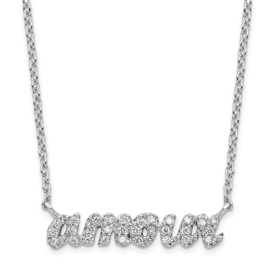 Sterling SIlver RH-plated CZ French Word Love AMOUR 18 inch Necklace