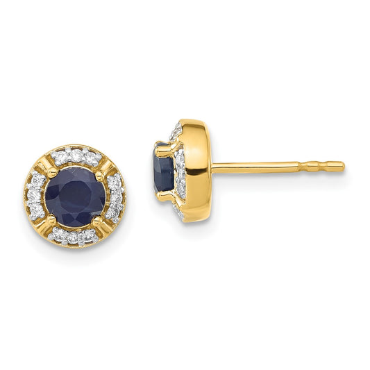 14k Diamond and Sapphire Fancy Halo Earrings