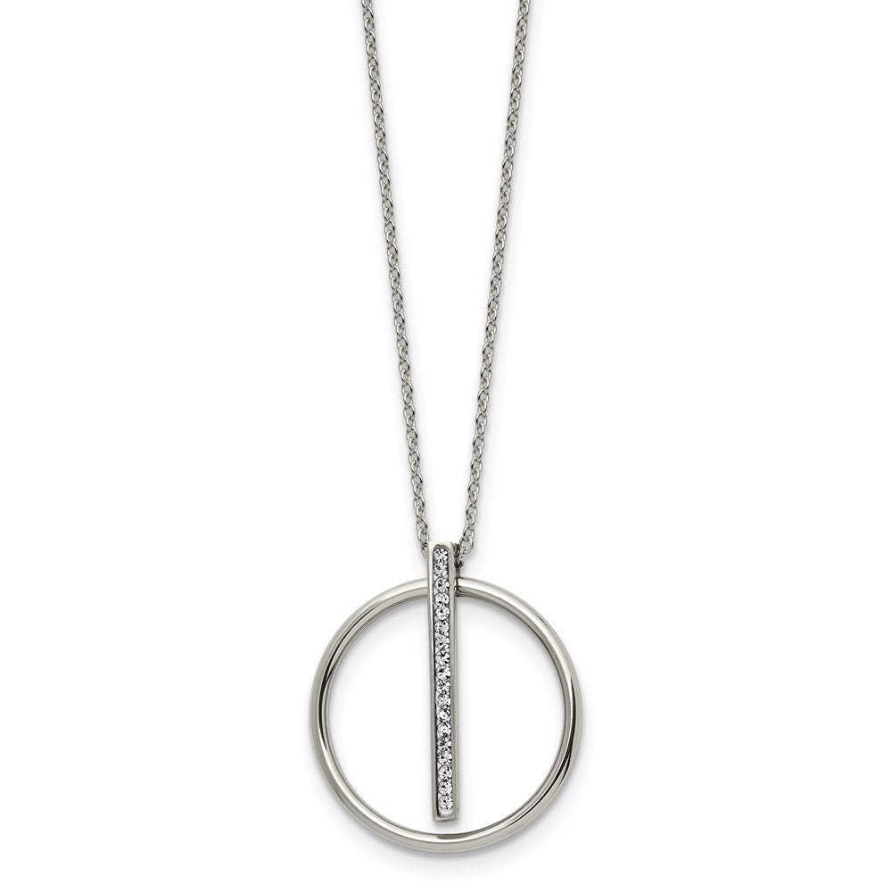 Stainless Steel Polished w/Preciosa Crystal w/2in ext. 16in Necklace