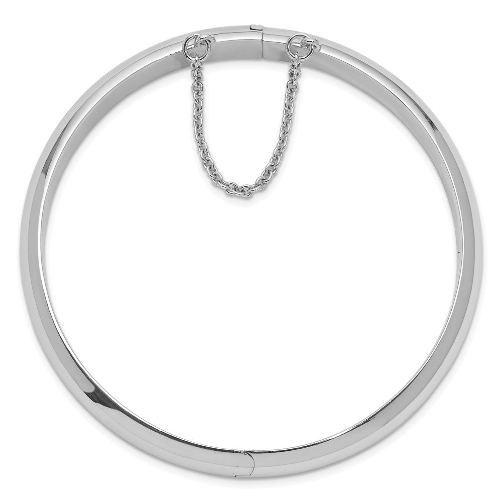 Sterling Silver Rhodium-plated 9.00mm Fancy Hinged Bangle Bracelet 7.5 inches