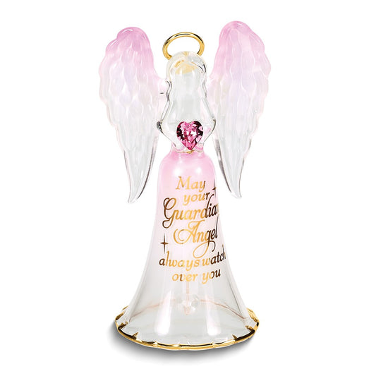 Glass Baron Guardian Angel Bell Handcrafted Glass Figurine