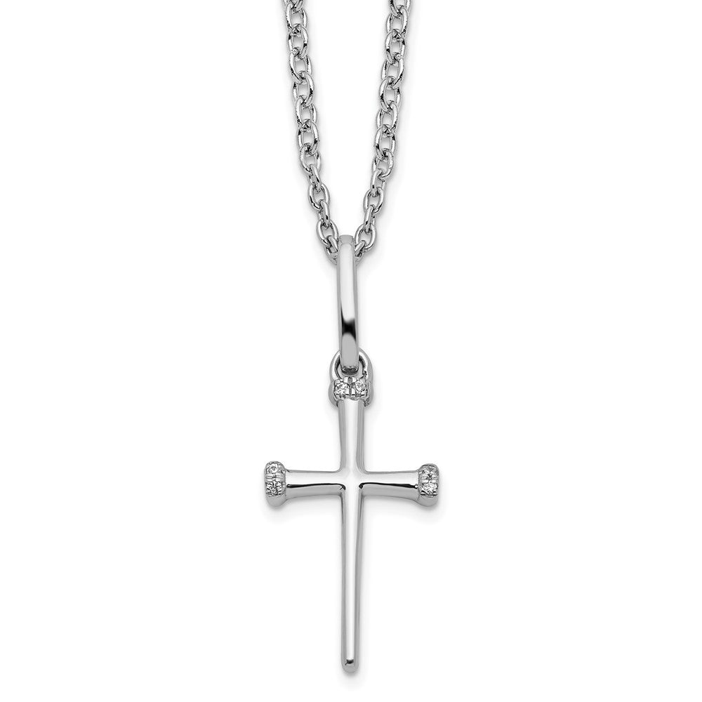 White Ice Sterling Silver Rhodium-plated 18 Inch Diamond Cross Necklace with 2 Inch Extender 18 Inches
