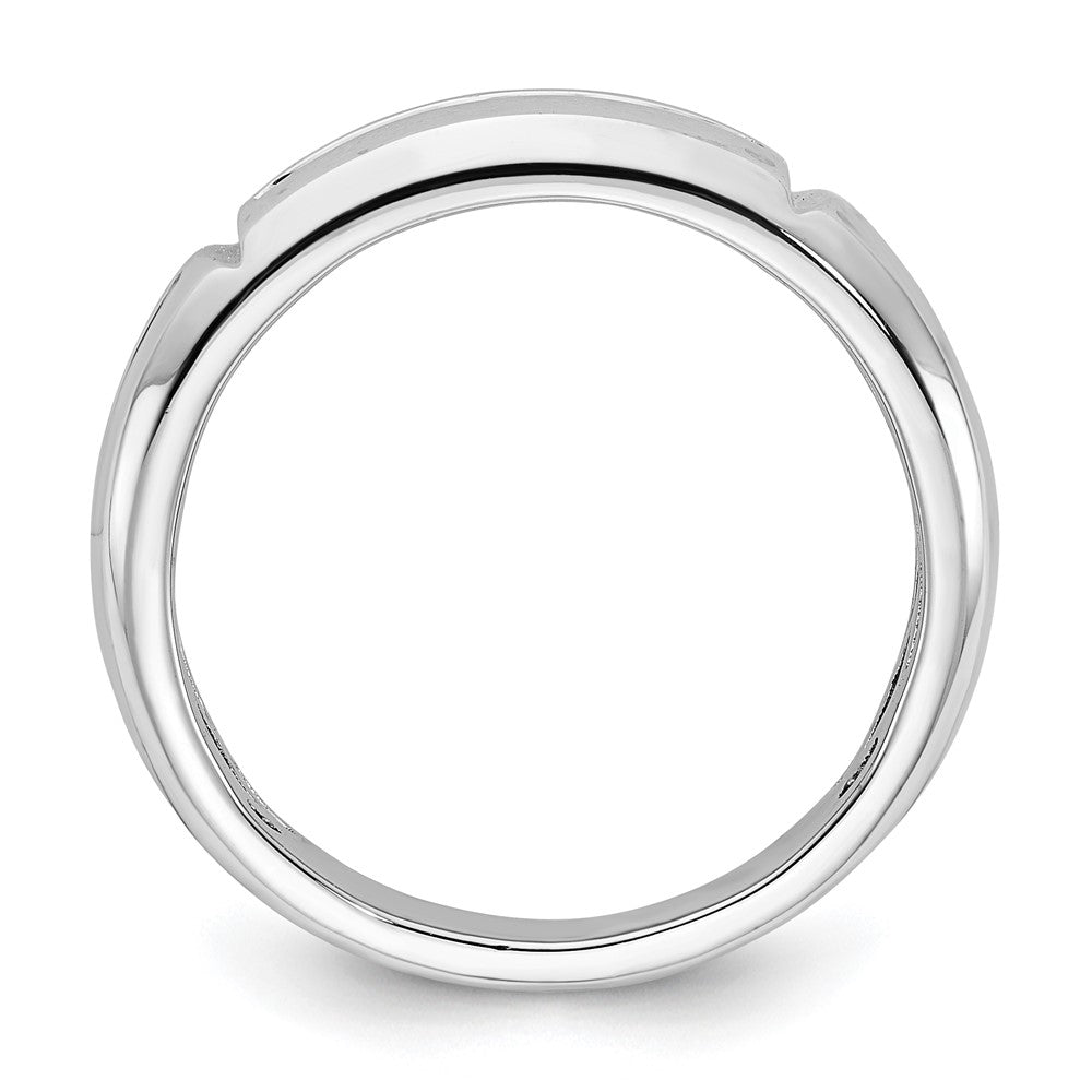 10K White Gold Polished Grooved Diamond Ring