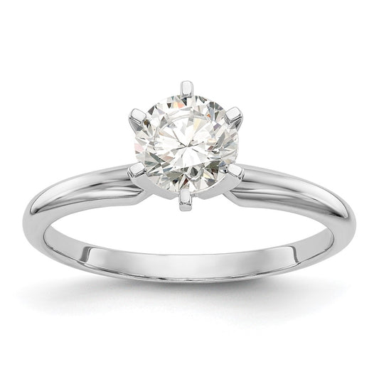 14k White Gold 1/2 carat Lightweight Half-Round 6-Prong Round Solitaire Ring Mounting