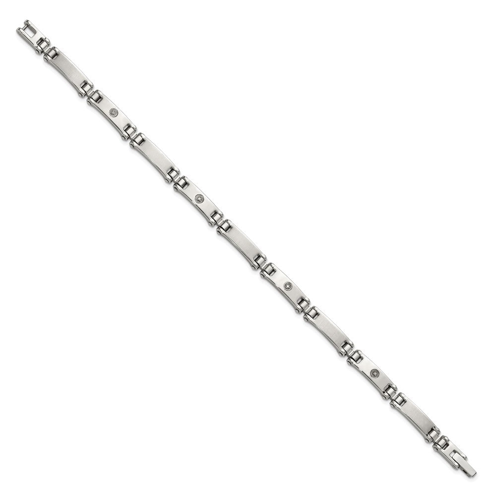 Chisel Stainless Steel Brushed and Polished with 14K White Gold Accent and .02ct Diamond 8.5 inch Bracelet 8.5 inches