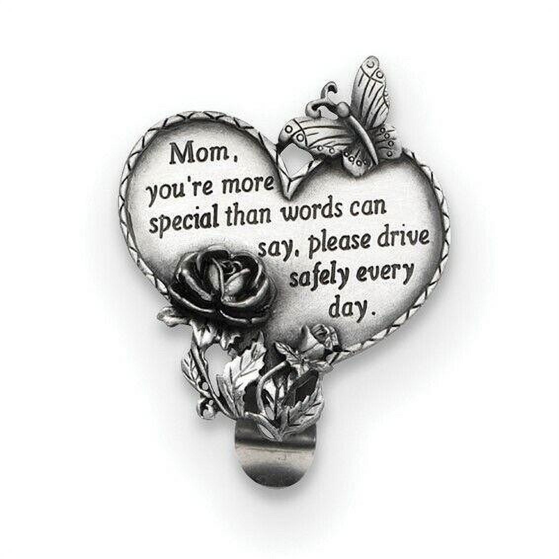 Cathedral Art (Abbey & CA Gift Heart Visor Clip, Mom, 1 Pack, Silver