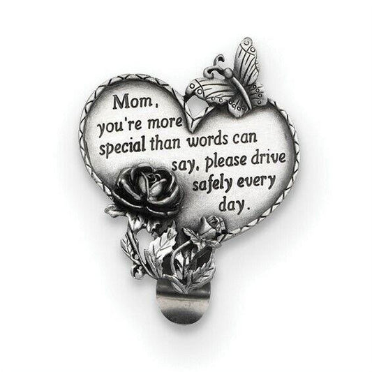 Cathedral Art (Abbey & CA Gift Heart Visor Clip, Mom, 1 Pack, Silver