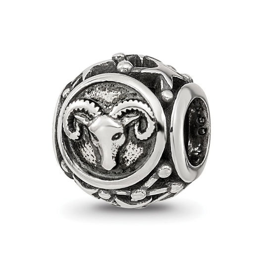 Sterling Silver Reflections Antiqued Zodiac Aries Bead