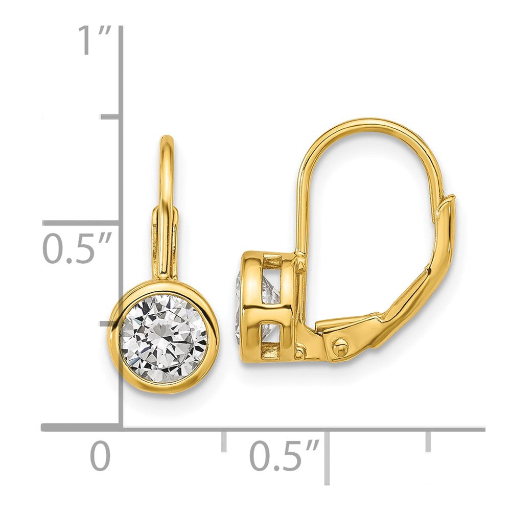 Sterling Shimmer Sterling Silver Gold-tone Flash-gold Plated 5.5mm CZ 2 Stone Leverback Earrings