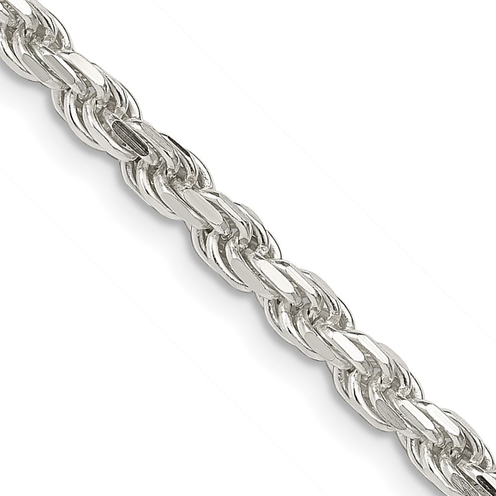 Sterling Silver 3.75mm Diamond-cut Rope Chain 36 Inches