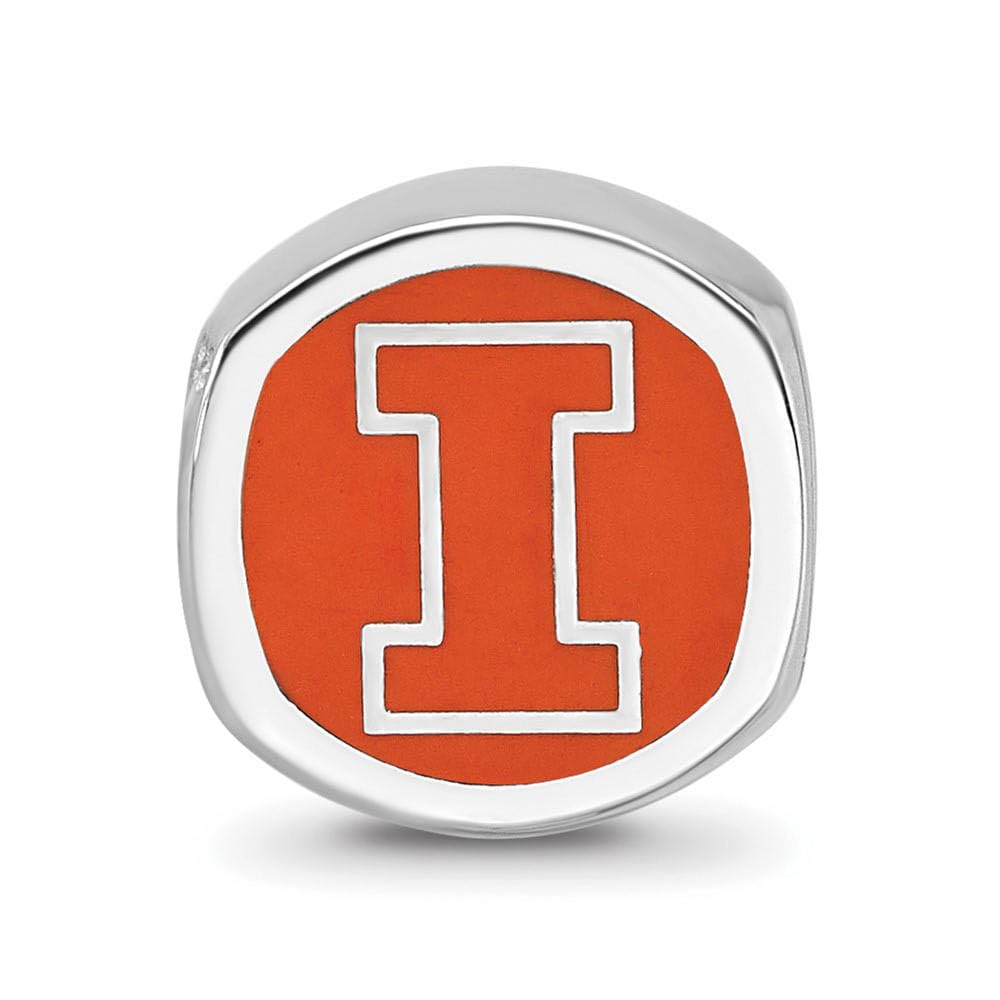 Sterling Silver Rhodium-plated MLB LogoArt St. Louis Cardinals St. L Enameled Bead QSS500CRD