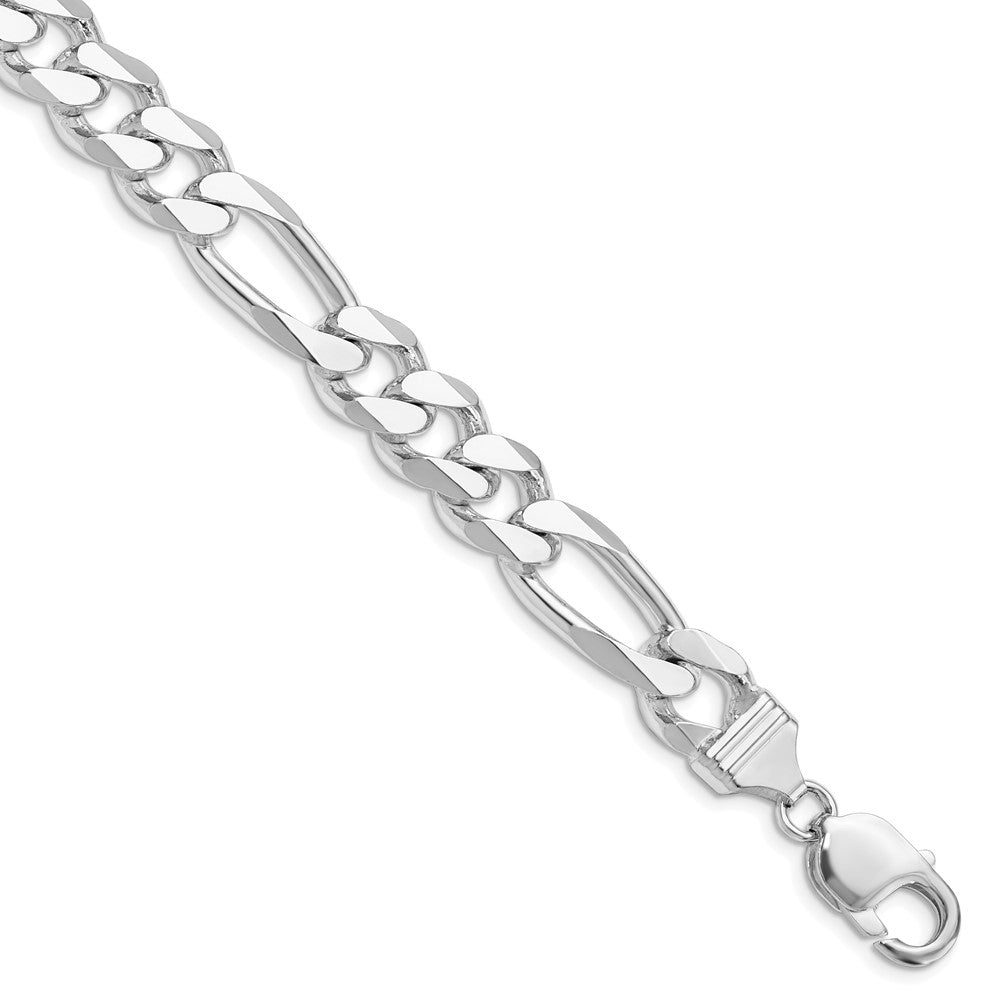 Sterling Silver Rhodium-plated 10.75mm Figaro Chain 9 inches