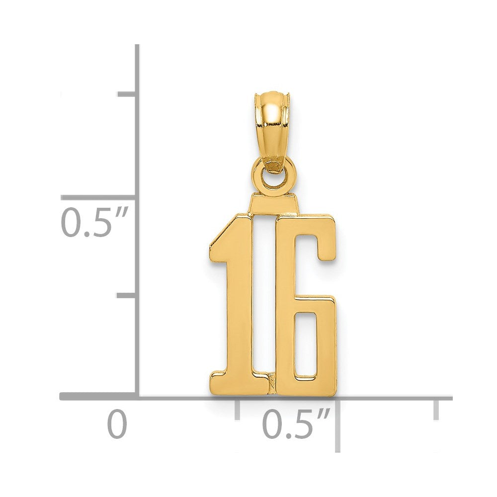 14k Polished Number 16 Pendant