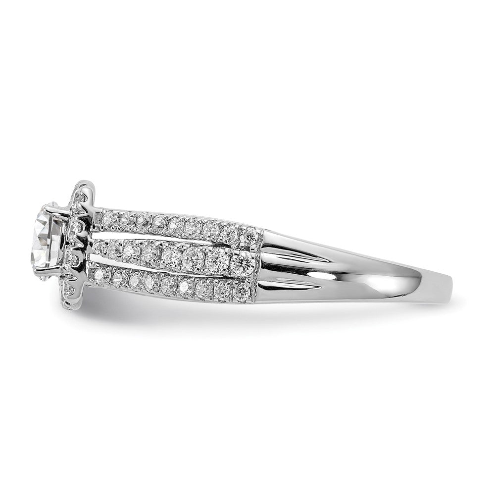 10k White Gold 1 carat Lab Grown Diamond VS/SI+ G+ Round Complete Halo Engagement Ring